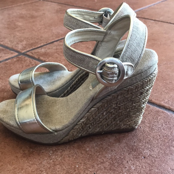 Maypol gray metallic wedge heel sandals shoes size 38 - Picture 5 of 16